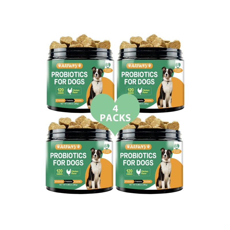 Suplemento Probiótico ARFUNY para Cães – 120 Gomas Mastigáveis com 8 Mil Milhões de CFU | Apoio Digestivo, Imunidade e Saúde da Pele e do Pelo