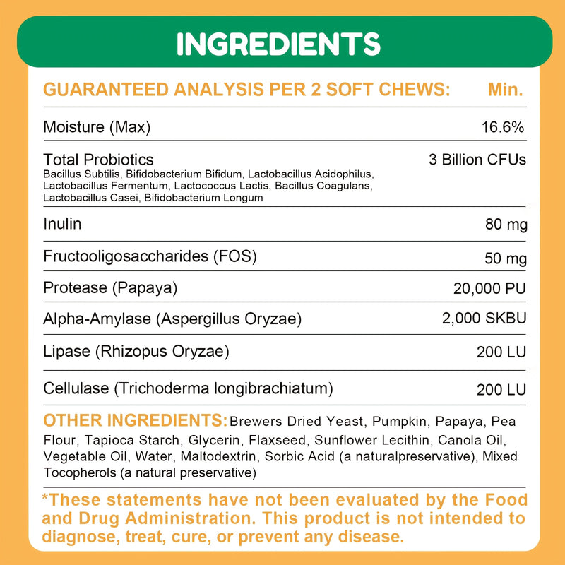 Suplemento Probiótico ARFUNY para Cães – 120 Gomas Mastigáveis com 8 Mil Milhões de CFU | Apoio Digestivo, Imunidade e Saúde da Pele e do Pelo