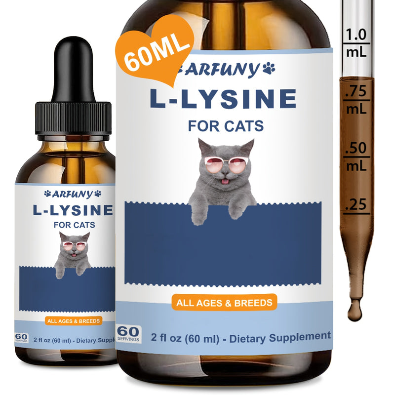 Suplemento L-Lisina Líquido para Gatos – 60ml | Apoio Respiratório, Ocular e Imunitário | Fórmula Saborosa e Fácil de Administrar