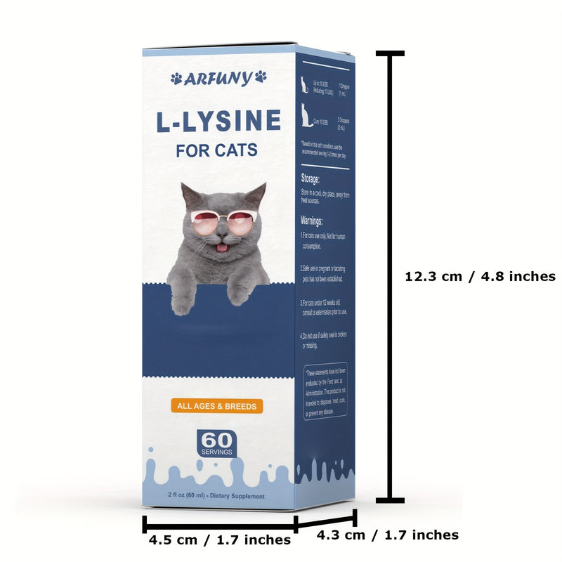 Suplemento L-Lisina Líquido para Gatos – 60ml | Apoio Respiratório, Ocular e Imunitário | Fórmula Saborosa e Fácil de Administrar