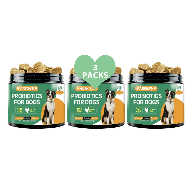 Suplemento Probiótico ARFUNY para Cães – 120 Gomas Mastigáveis com 8 Mil Milhões de CFU | Apoio Digestivo, Imunidade e Saúde da Pele e do Pelo
