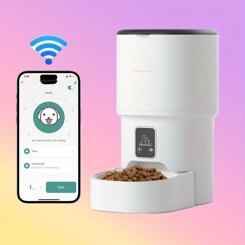 Comedouro Automático Inteligente Wi-Fi 4L – Controlo via App e Design Anti-humidade | Alimentador Moderno e Programável para Cães e Gatos